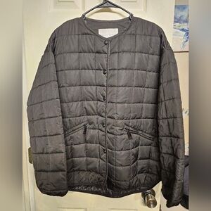 Rebecca Minkoff black quilted jacket coat womens size large